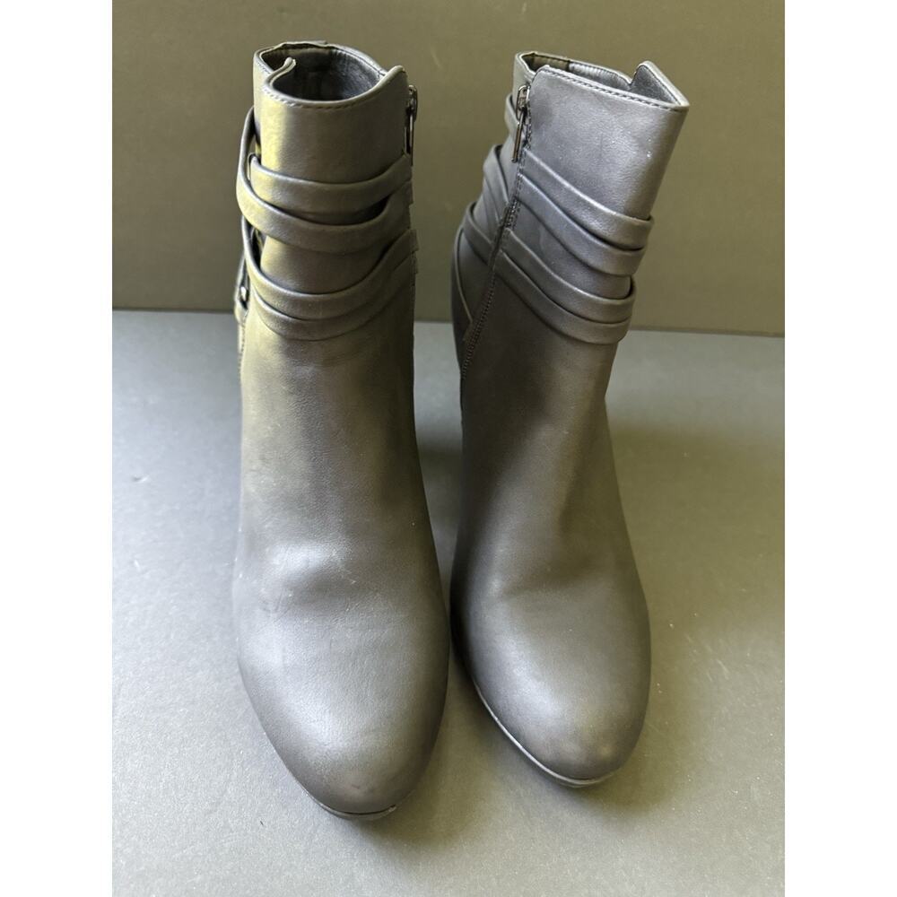 White Mountain Womens Ankle Boots Size 11 Faux Leather Zip Booties Black